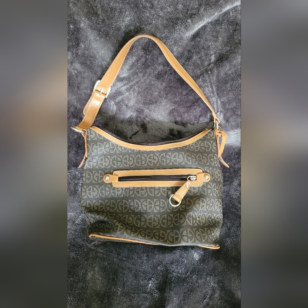 Giani Bernini Brown and Tan Shoulder Bag with Monogram Print